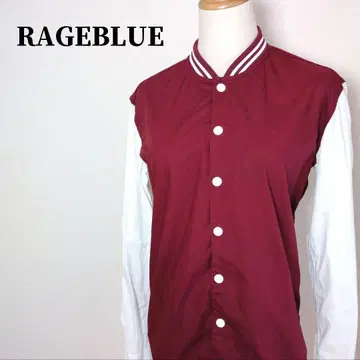 RAGEBLUE 레이지블루 바시티 자켓풍 바이컬러 코튼 긴팔 셔츠 M
