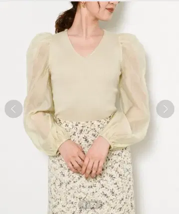 퍼프 슬리브 리브 니트 풀오버 SNIDEL 스나이델 민트