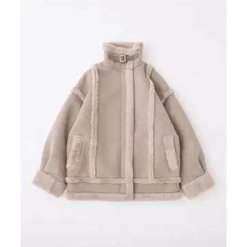 나이스 클랍 무스탕 코트 베이지 하이넥