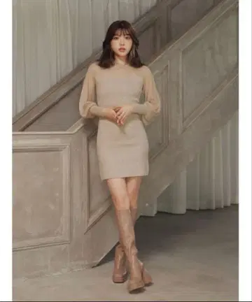 시어 도킹 니트 원피스 다리치