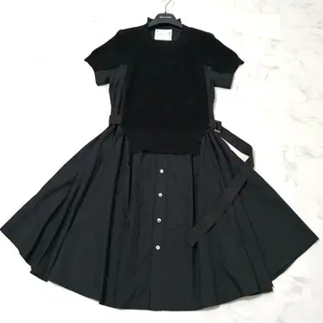 컨디션 최상 사카이 플레어 원피스 2024SS 최근 모델 도킹 1 블랙