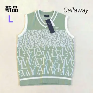 새상품 캘러웨이 로고 자카드 니트 베스트 L 라이트 그린