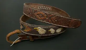 천연 가죽 벨트 Made in Mexico 엠보싱 가공 에스닉