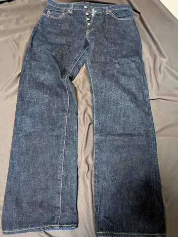 모모타로 청바지 다크 블루 스트레이트 데님