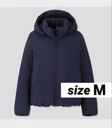 유니클로 하이브리드 다운 후드티 네이비