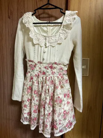 꽃무늬 레이스 긴팔 미니 원피스 리즈리사