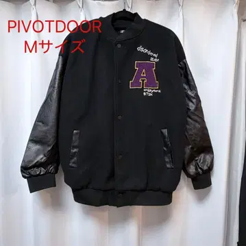 PIVOT DOOR TOKYO 바시티 자켓 고 자수 배색 M 블랙