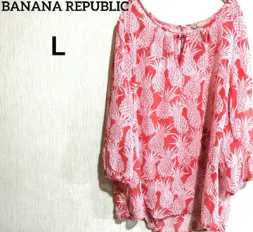 BANANA REPUBLIC 파인애플 패턴 반팔 블라우스 [ L ]