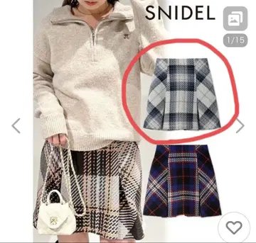 SNIDEL 스나이델 로빙 체크 미니 스커트