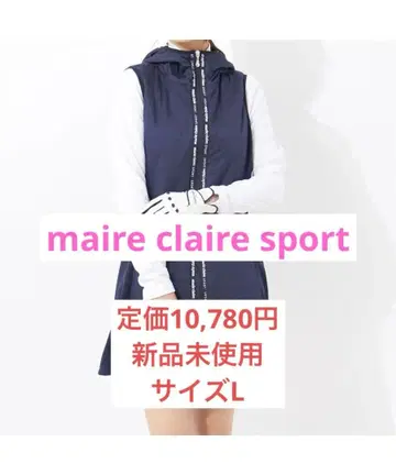 maire claire sport 후드 부착 롱 베스트 네이비 골프