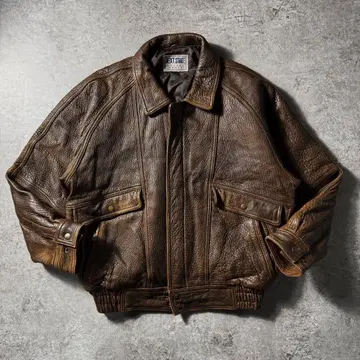 [90s] G-1 A-2 플라이트 가죽 자켓 무스탕 옷깃 보아