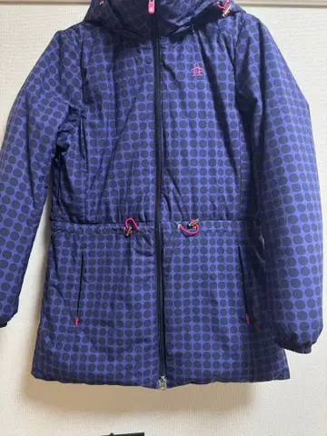 Munsingwear 네이비 도트 무늬 2way 다운 자켓 후드 부착