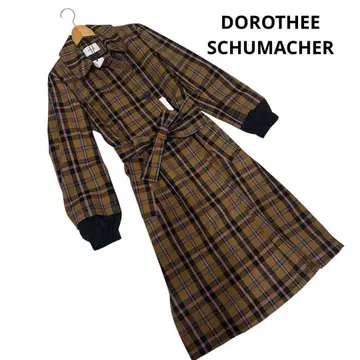 새상품 도로시 슈마허 체크 무늬 트렌치코트