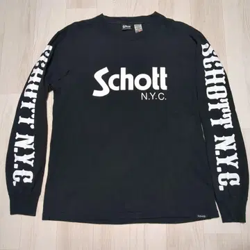 Schott 롱T 블랙 소매 프린트 펜던트 XL
