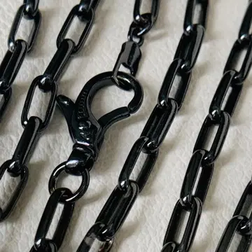 Sterling 각인 라이온 하트 빅 사이즈 목걸이 블랙 롱