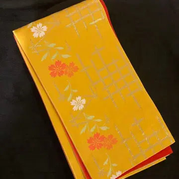 오동나무 길상 꽃무늬 금채 격자무늬 리버서블 반폭 오비