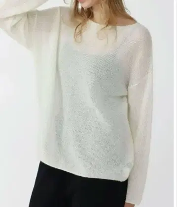 야마다야 새상품 플라스테 PLST 프렌치 린넨 미들 게이지 니트