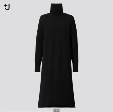 UNIQLO +J 메리노 블렌드 A라인 원피스 긴팔 XXL 블랙