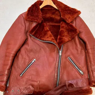 3XL 사이즈 리얼 무스탕 자켓 라이더 b-3 천연 가죽 레드