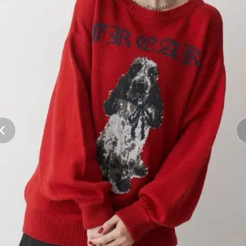 jouetie 니트 DOG 자카드 루즈 니트