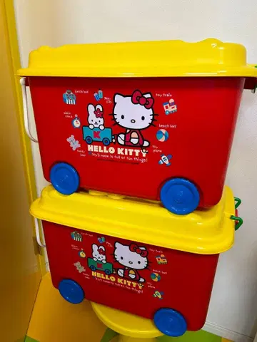 레트로 헬로키티 수납 박스 세트 캐스터 포함 장난감 상자 산리오