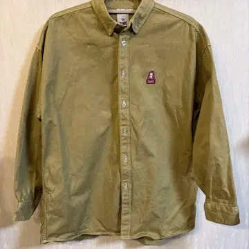 X-girl 올리브색 자수 로고 긴팔 셔츠