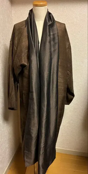 이치모쿠 [몬] 총 실크 일본 의류 코트 L 사이즈