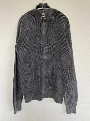 JW ANDERSON 하프 지퍼 하이넥 리브 니트 그레이