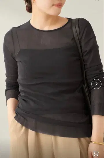 플라주 Mesh Sheer 롱 T 차콜 그레이