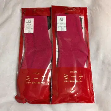 [미테] 헐렁헐렁 삭스 핑크 레드 2켤레 면 레이온