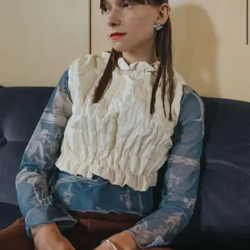 marte Gather 페이크 레더 베스트 화이트