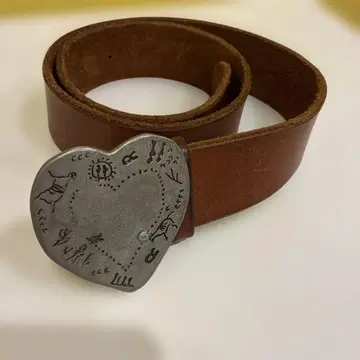 45rpm 45R 브라운 가죽 하트형 버클 벨트