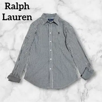 [새상품급] 랄프 로렌 스트라이프 셔츠 블랙 현행 택 사이즈 6