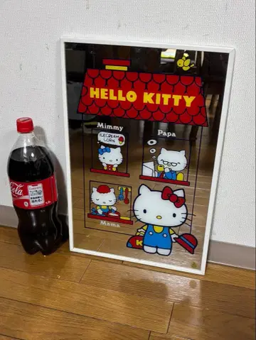 산리오 1976년제 헬로키티 패브릭 거울 패밀리 46 x 30 초기