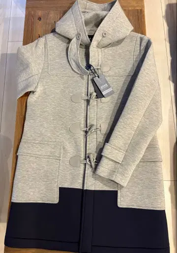 미사용 새상품 muta 후드 부착 더플 코트 L 사이즈 그레이/네이비