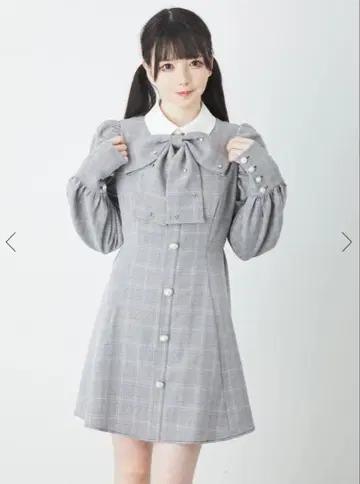 Ank Rouge 체크 무늬 리본 원피스