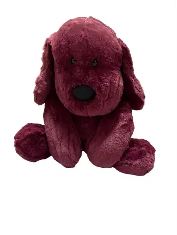귀여운 강아지 봉제 인형 와인 레드 약 55cm 늘어진 귀 힐링