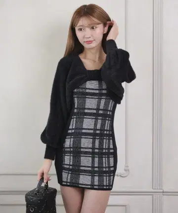 LIP SERVICE 리본 페더 앙상블 니트 원피스