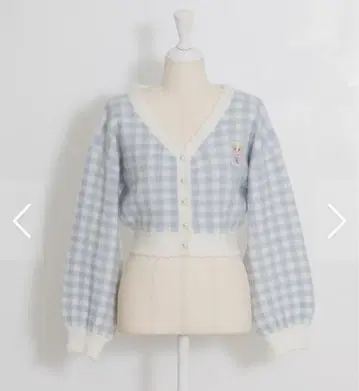 pium sweet kitten 숏 기장 가디건 블루 깅엄