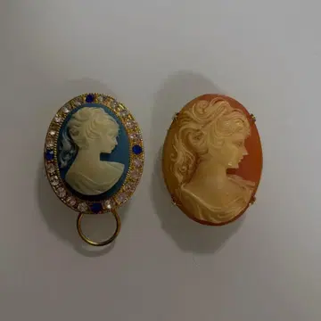 카메오풍 브로치 2개 세트 빈티지 스타일