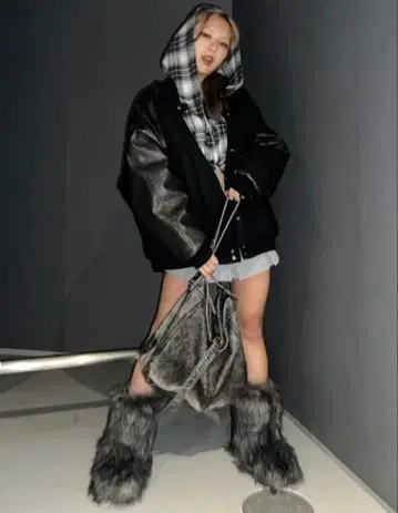 BLONDEY 빈티지 빅 멜톤 바시티 자켓 블랙