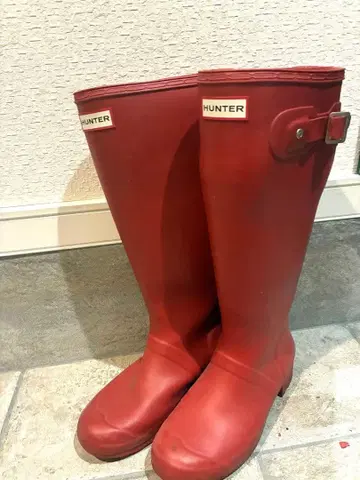 HUNTER 레드 장화 레인부츠