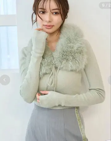 택 포함 미사용 새상품 SNIDEL 티펫 퍼 니트 스나이델