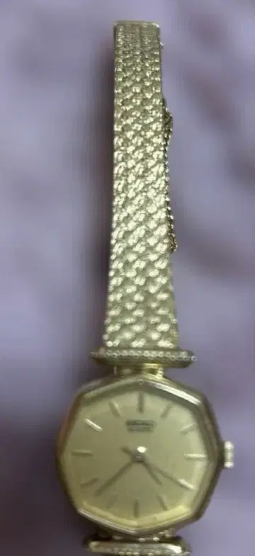 [정크 레트로 SEIKO 세이코 골드 팔각형 수동 와인딩 여성용 손목시계