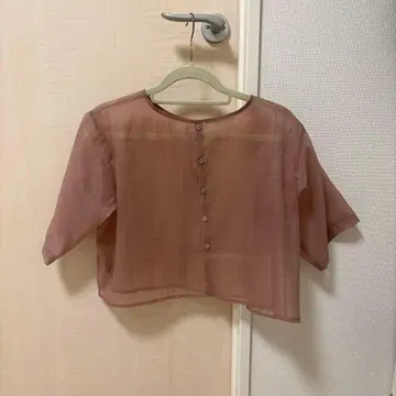 비침 브라운 반팔 셔츠 F 사이즈