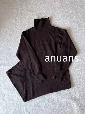 anuans 캐시미어 혼방 니트 원피스 브라운 롱