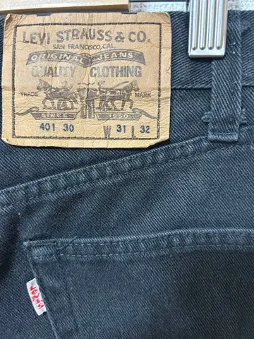 리바이스 401 30 블랙 데님 프랑스제 버튼 플라이 밑단 기장 수선