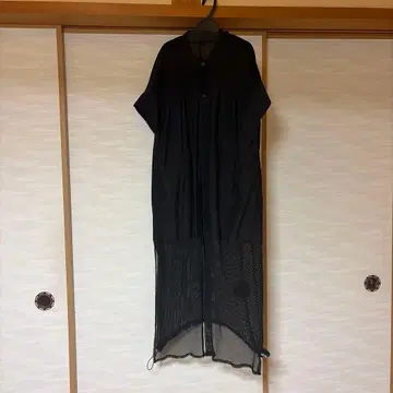 라디에이트 블랙 메쉬 셔츠 원피스 반팔