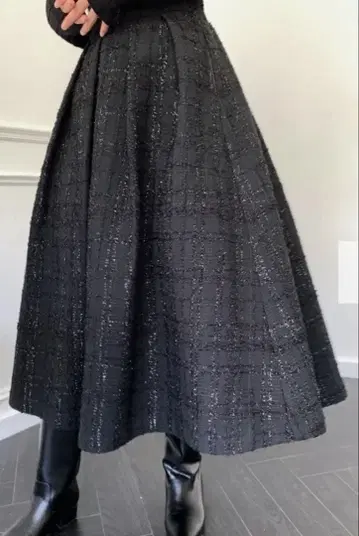 BIRTHDAY BASH KIRA 트위드 체크 스커트 블랙