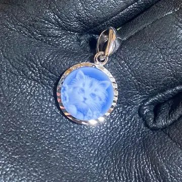 마노 카메오 고양이 펜던트 탑 실버 925